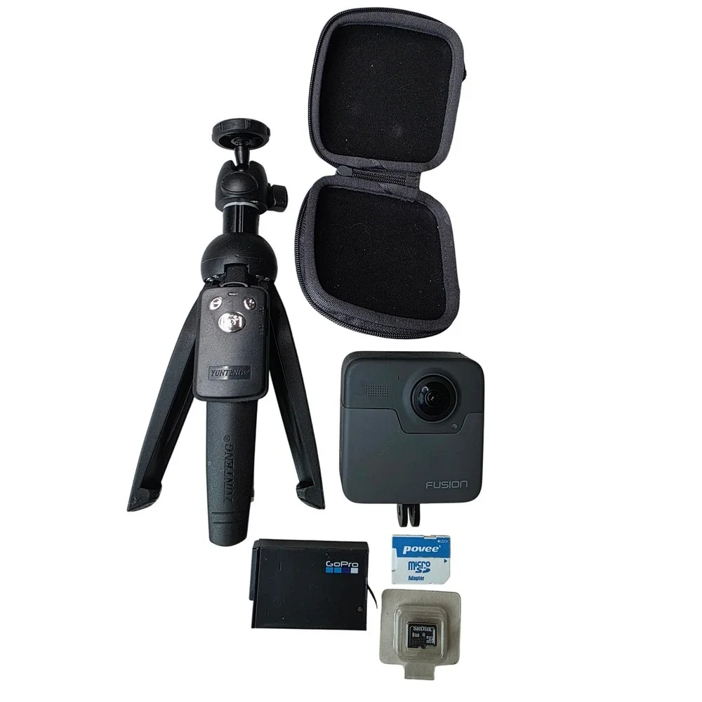 GoPro Fusion 360 Waterproof Action Camera Bundle with Tripod Case 8GB SD Card W3